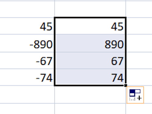 absolute value in excel