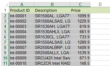 manually select each row with data